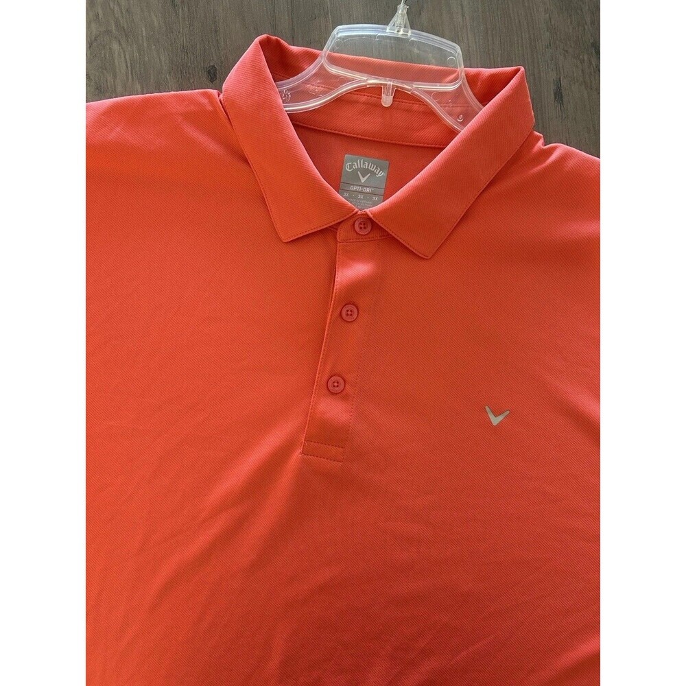 Callaway Golf Polo Shirt Mens Size 3X Orange Opti Dri Moisture Wicking